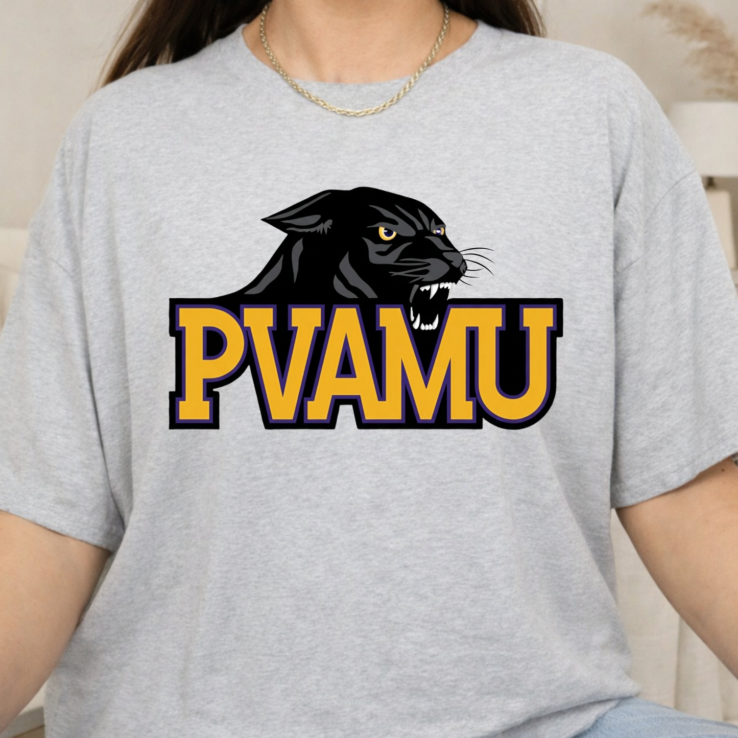 Prairie View Panthers T-shirt - PVAMU Panthers Mascot Purple & Gold HBCU Spirit Tee V2
