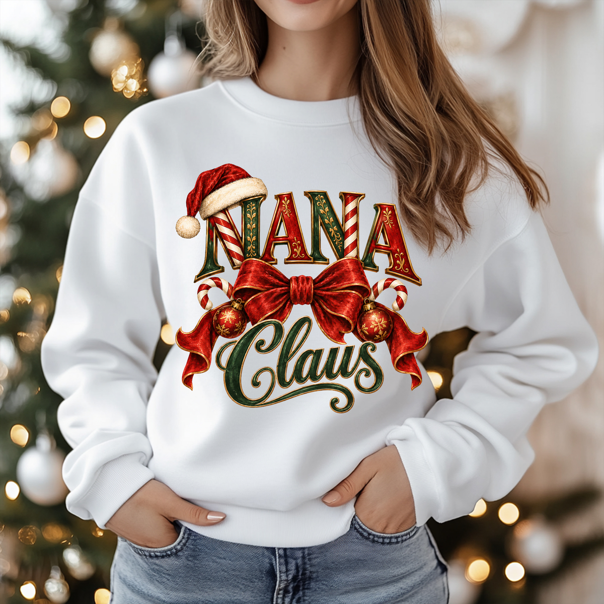 Nana Claus Christmas Shirt - Vintage "NANA Claus" Christmas Apparel, Short - Long Sleeve & Crewneck Sweater