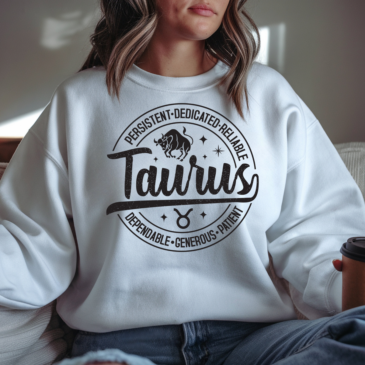 Taurus Zodiac T-Shirt : Celestial Charm Taurus Distressed Apparel