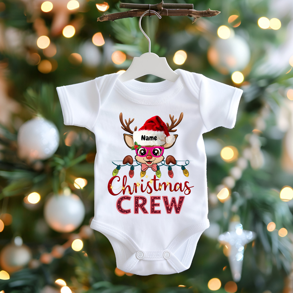 Custom Family Christmas Crew Shirts - Personalized Reindeer Matching Holiday Shirts