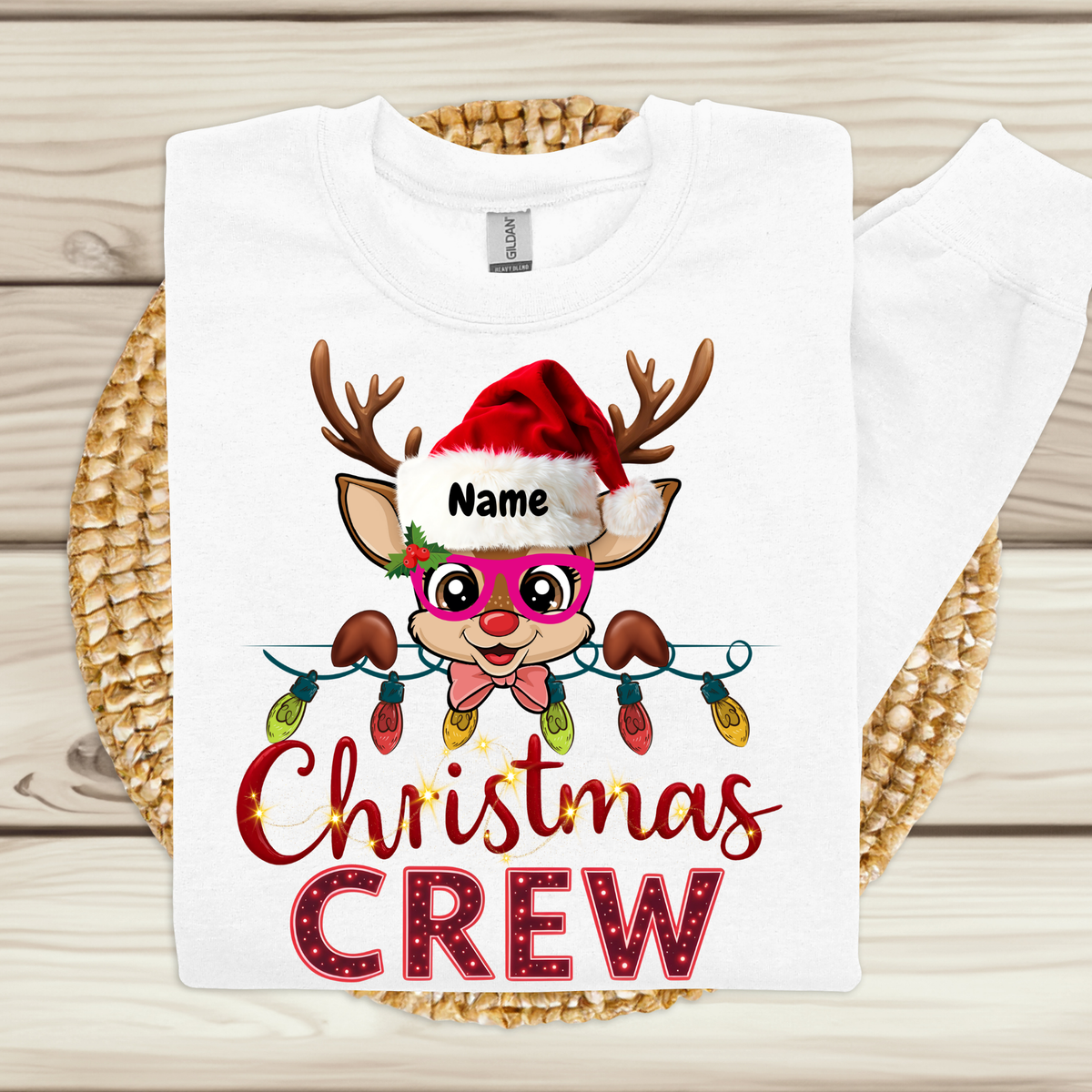 Custom Family Christmas Crew Shirts - Personalized Reindeer Matching Holiday Shirts