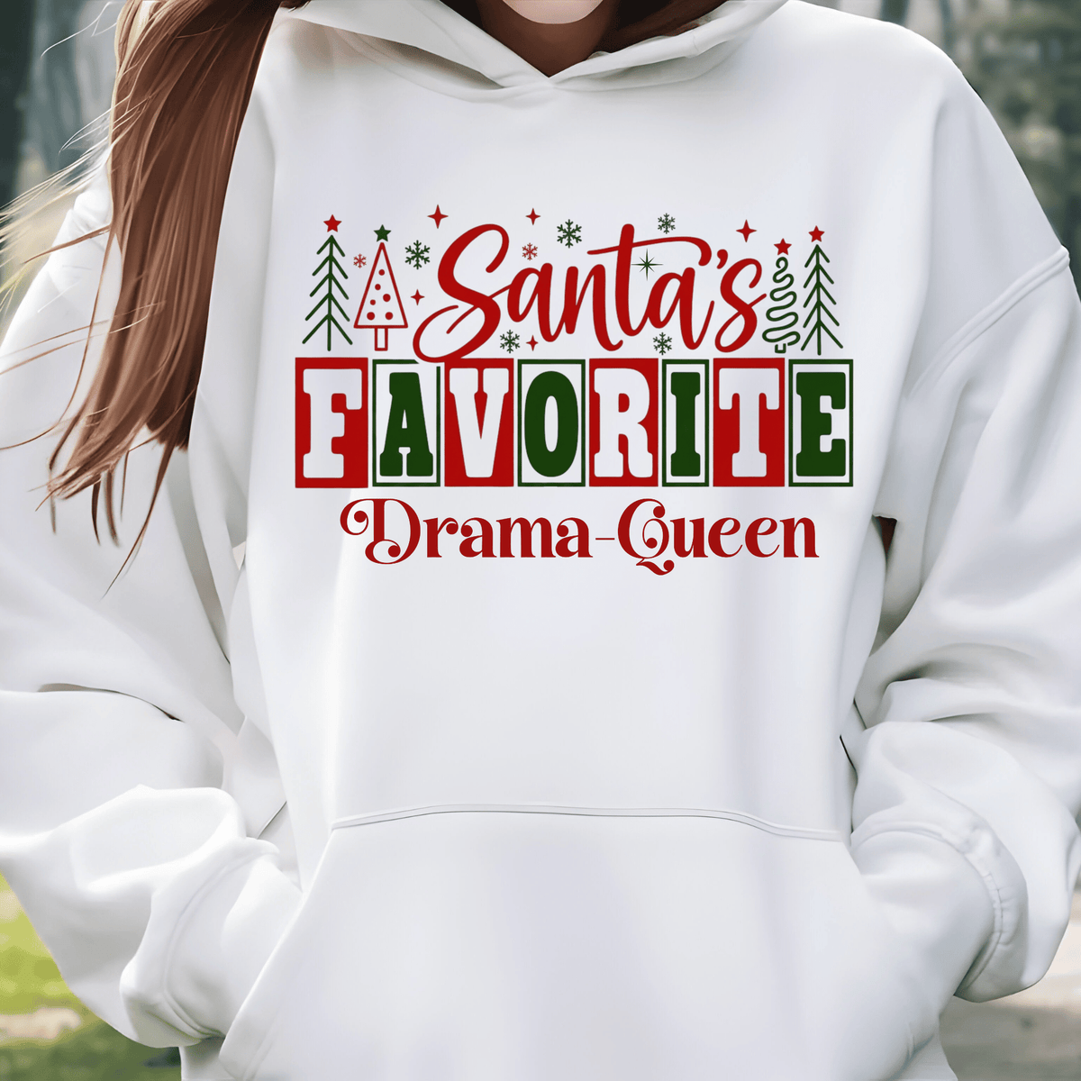 Custom "Santa's Favorite" Christmas Shirt  | Matching Family Holiday Tee Customizable white crewneck sweatshirts featuring a festive 'Santa's Favorite' Christmas graphic for Grandma, Daddy, and family holiday matching.