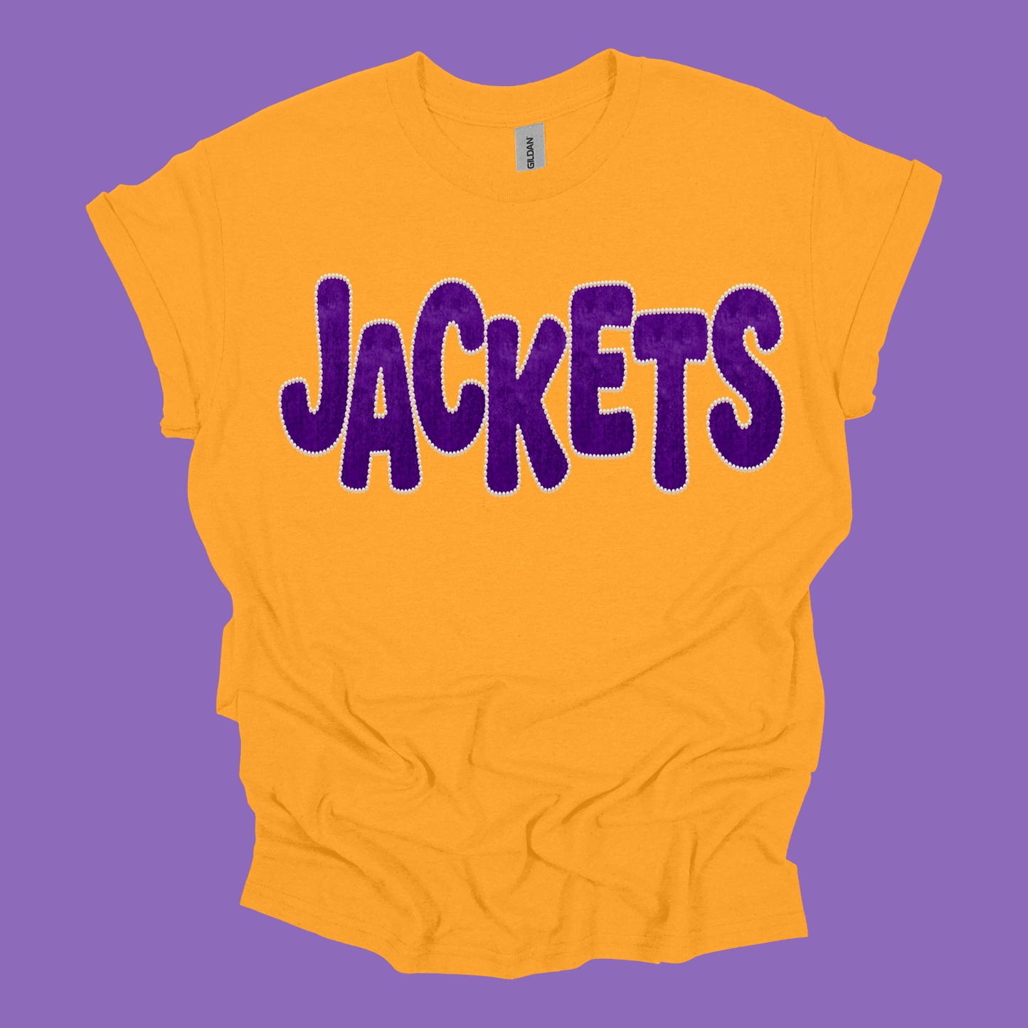 School Mascot Spirit Shirt - Custom Faux Pearl "MASCOT" Typography Apparel
