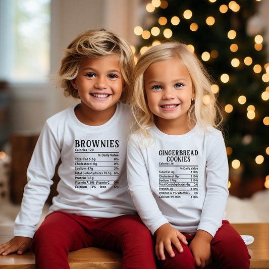 Family Matching Christmas Nutrition Label T-Shirt - Kids Shirt
